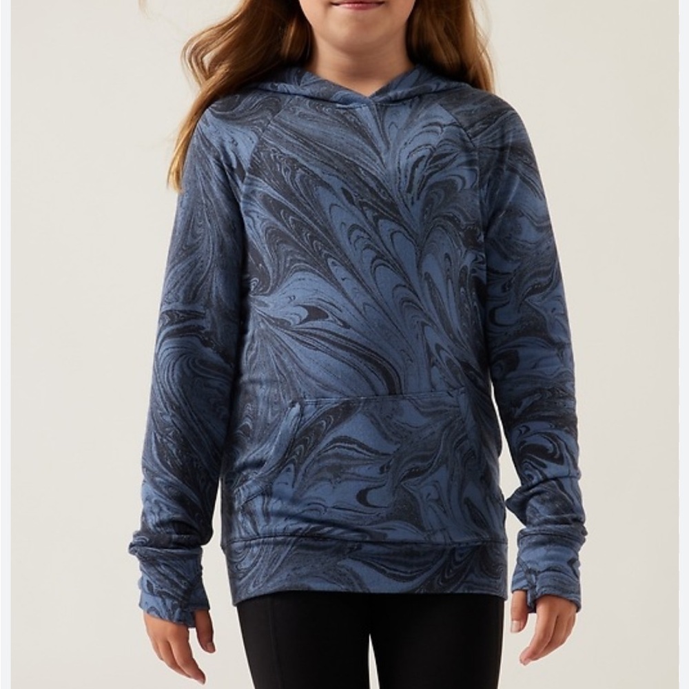 Athleta Girl In Your Element Hoodie 2.0 Sumi Marble Blue Soft Modal Size XXL